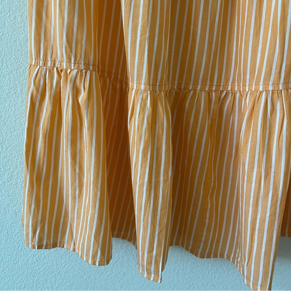 Pact Sunset Light Gauze Pull-On Citrus Stripe Tiered Midi Skirt SZ Large - Picture 12 of 15